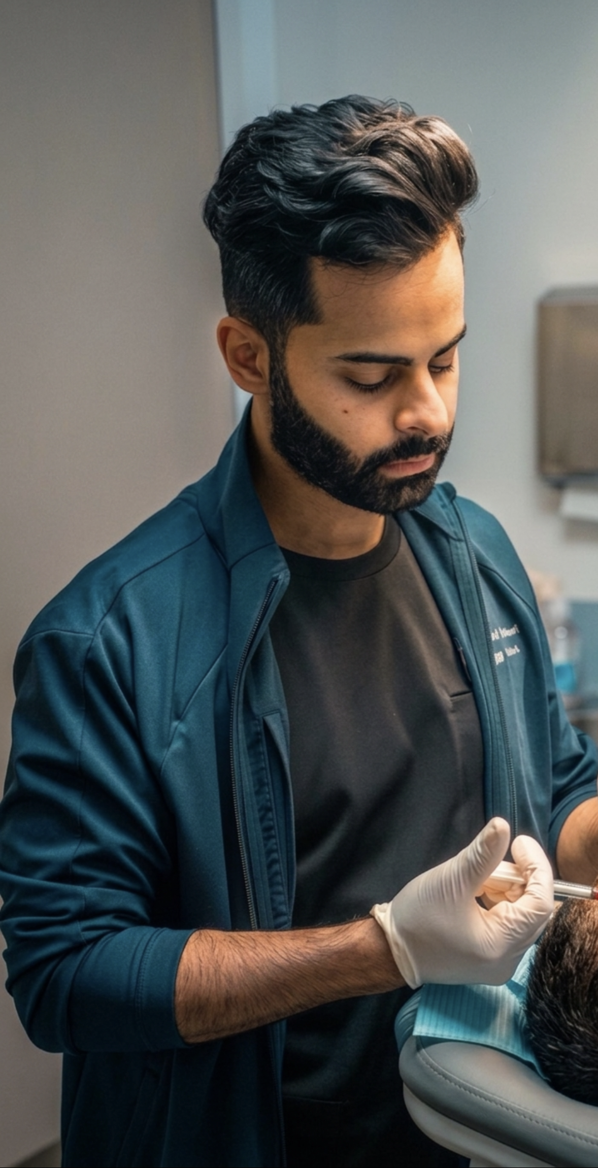 Doctor performing a clinical procedure